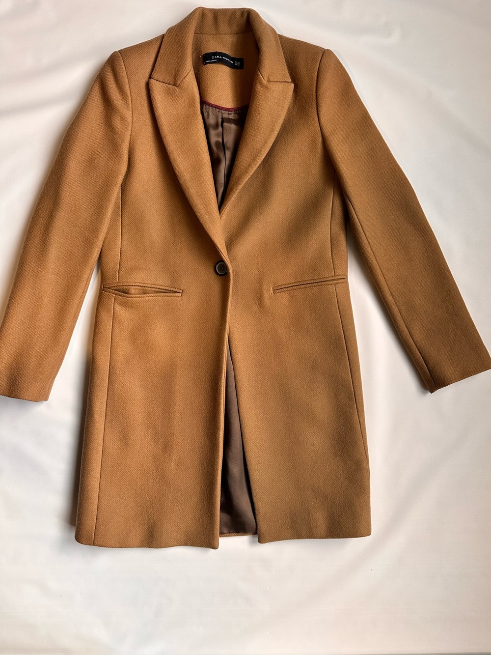 Zara Camel Single-Button Trench Coat